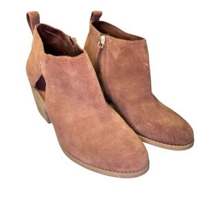 Toms Lea Zippered Round Toe Suede Booties- Womens Size 9